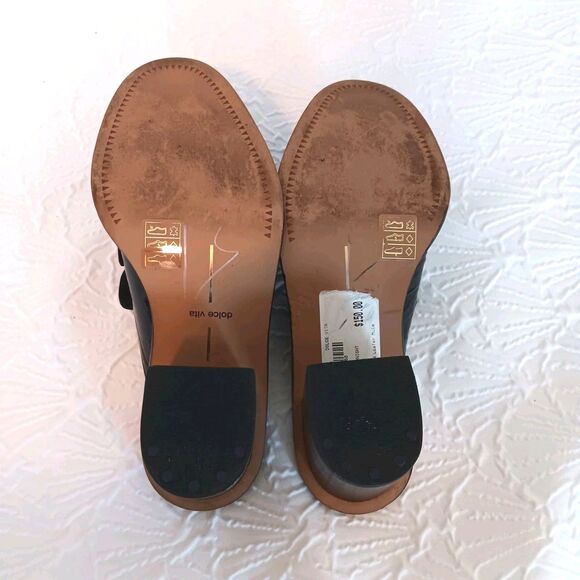 Dolce Vita Mali Black Patent Leather Heeled Loafer Mull Sz 6.5 Block Heel - Picture 8 of 14